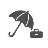 An umbrella business icon representing compact and travel-friendly umbrellas